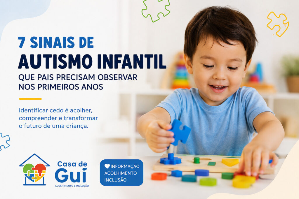 Criança com TEA brincando em atividade educativa na Casa de Gui